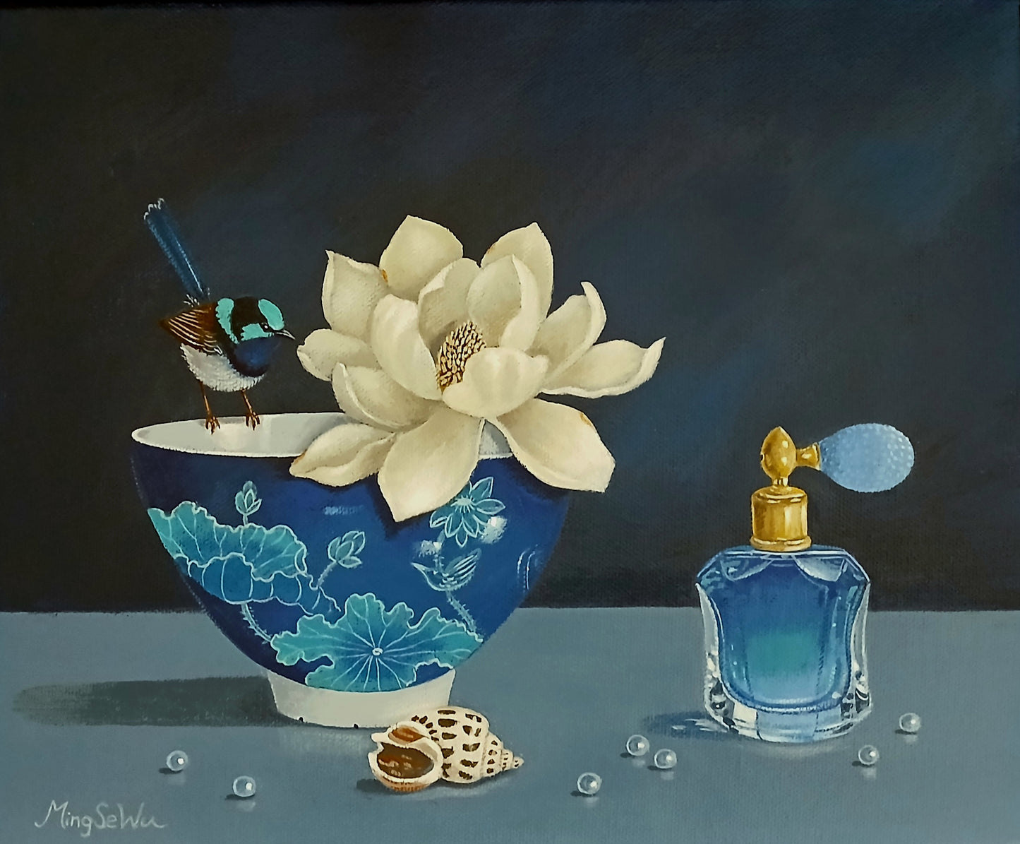 Magnolia and Perfume Bottle