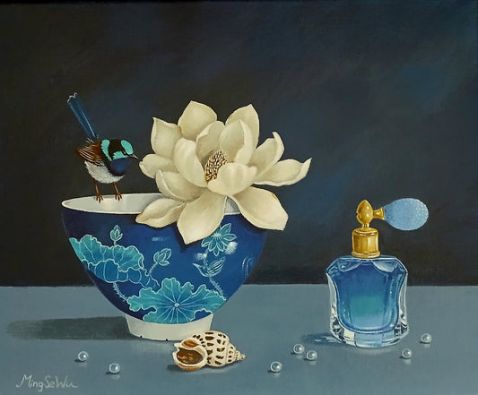 Magnolia and Perfume Bottle
