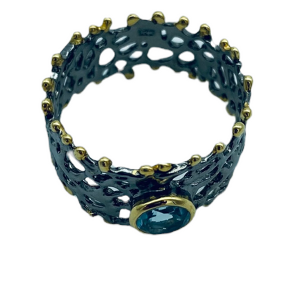 Ring - Fan of the Sea, Topaz with Yellow Gold Accents