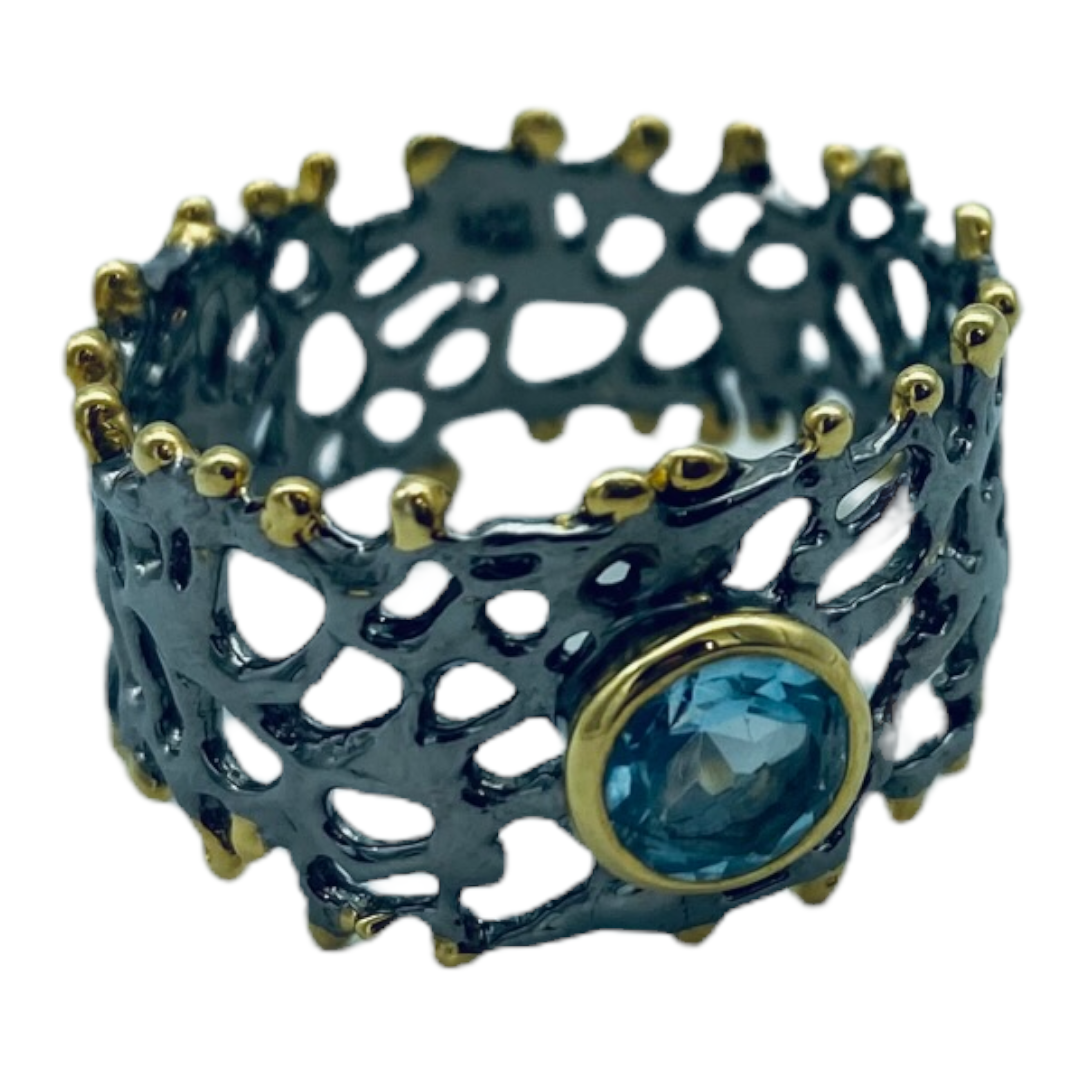 Ring - Fan of the Sea, Topaz with Yellow Gold Accents