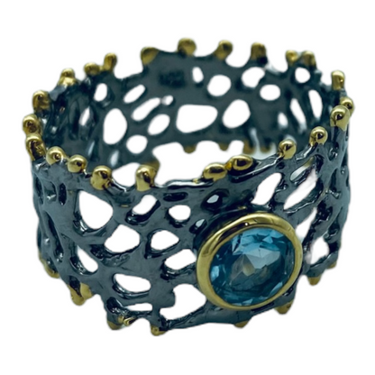 Ring - Fan of the Sea, Topaz with Yellow Gold Accents