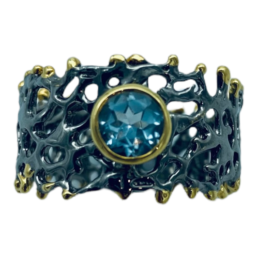 Ring - Fan of the Sea, Topaz with Yellow Gold Accents