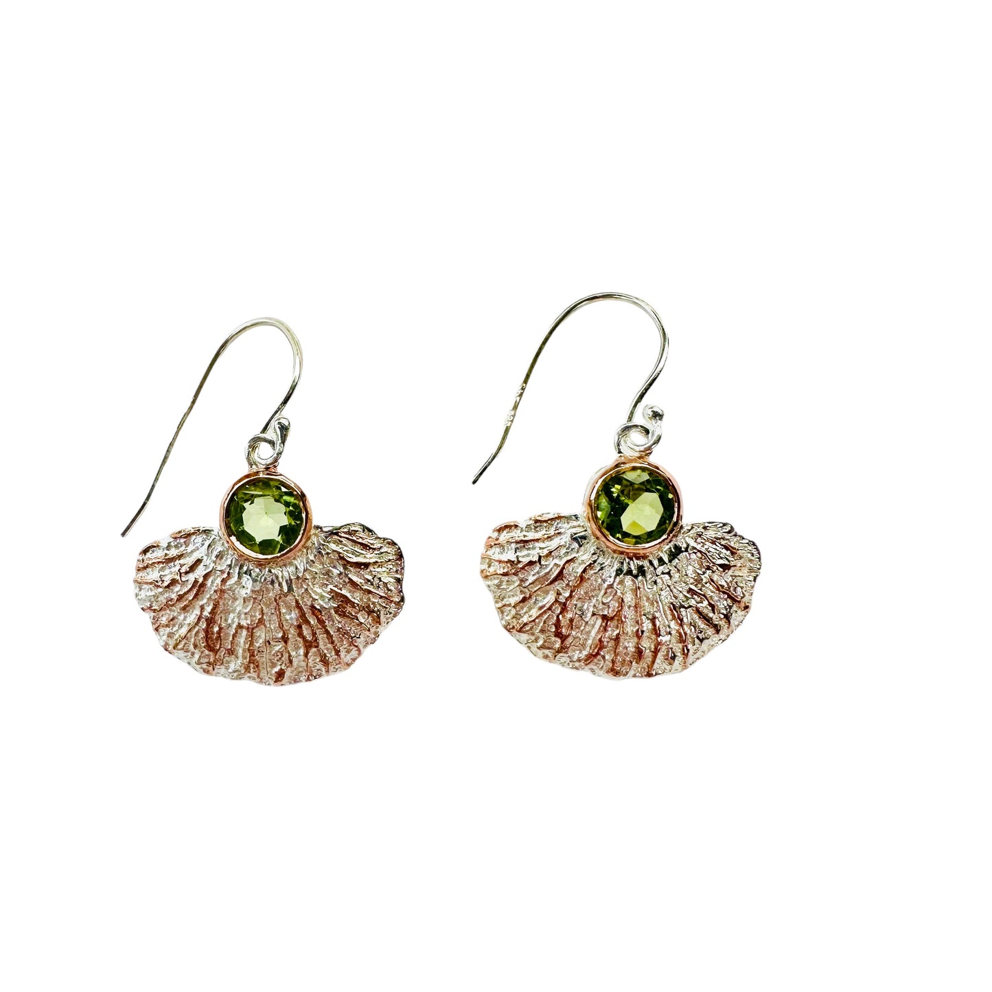 Earrings - Coral Garden Drops with Peridot and Rose Gold Accents