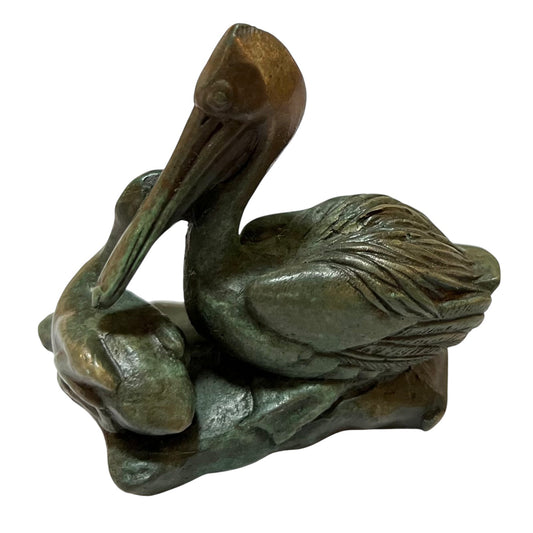 Pelican with Chicks and Three Fish 11/50