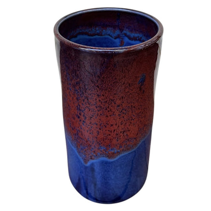 Tall Vase, Extra Large - Blue with Copper Red
