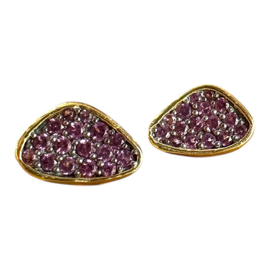 Earrings - Echoes of the Sea, Rhodolite Garnet, Yellow Gold Finish with Topaz