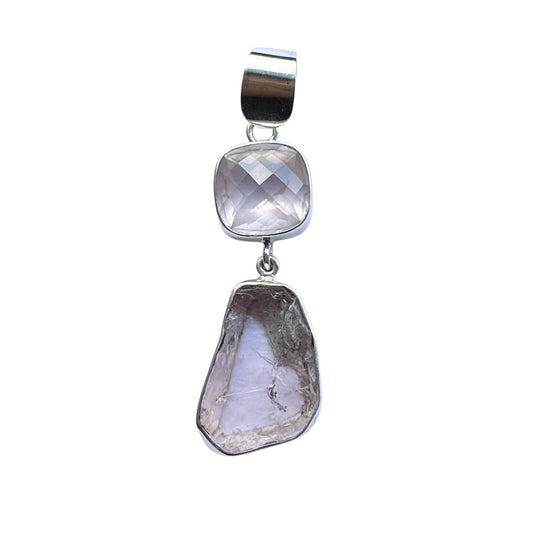 Pendant - Rose Quartz and Very Rare Pink Fluorite