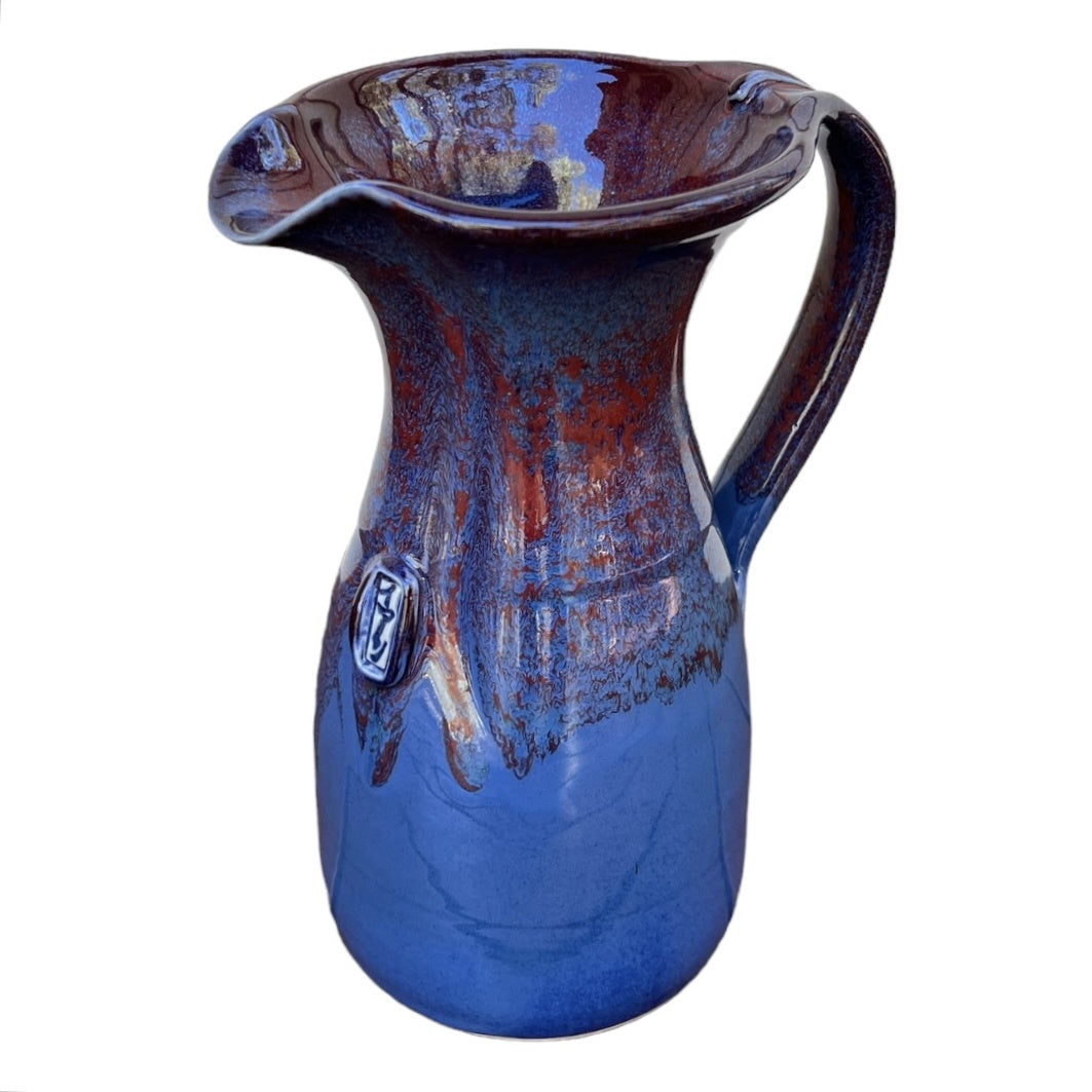 Water Jug - Blue with Copper Red