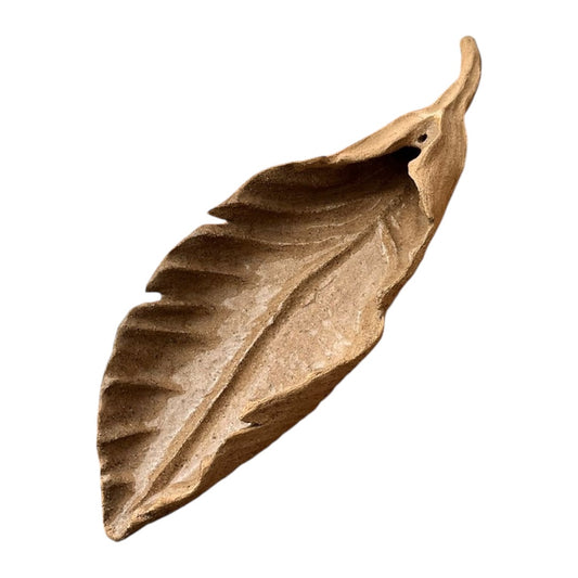 Leaf Incense Holder/ Sculpture - White Brown