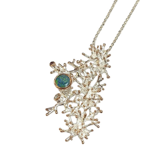 Pendant - Anemone Statement Pendant with Australian Doublet Opal