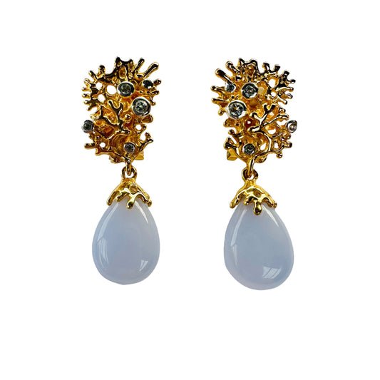 Earrings - Fragment Medium with Blue Chalcedony and Blue Topaz