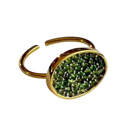 Ring - Echoes of the Sea  Chrome Diopside, Yellow Finish