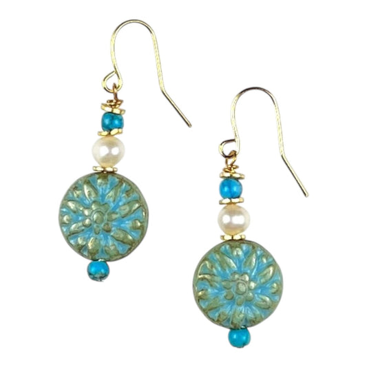 Earrings - Chez Glass Ocean Beads and Freshwater Pearls