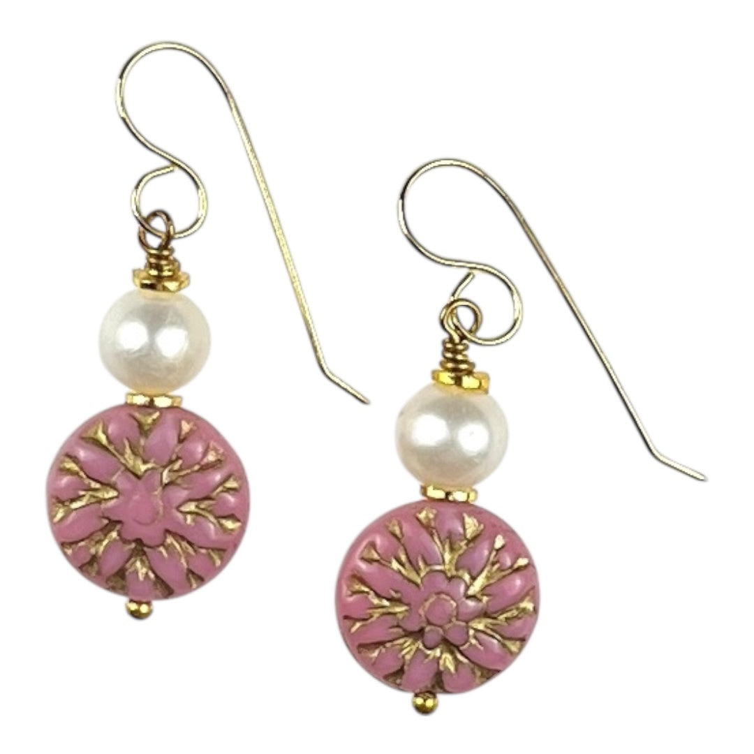 Earrings - Chez Glass Blush Beads and Freshwater Pearls