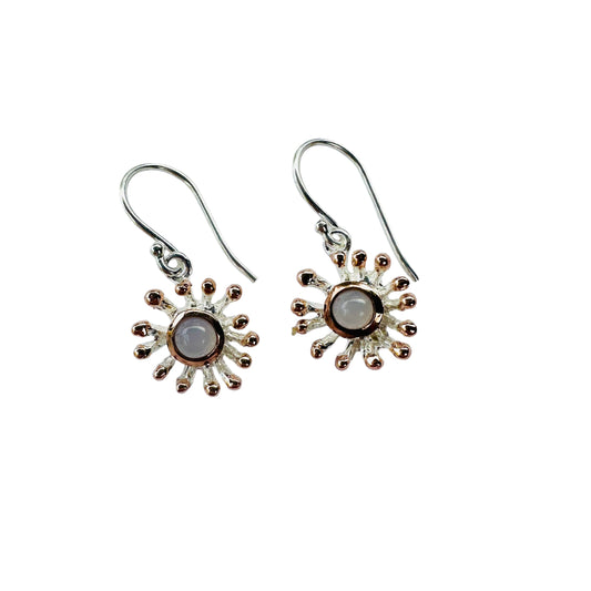 Earrings - Anemone, Blue Chalcedony with Rose Gold Drops
