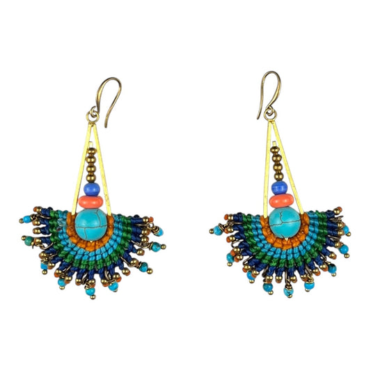 Earrings - Macrame and Turquoise Beads