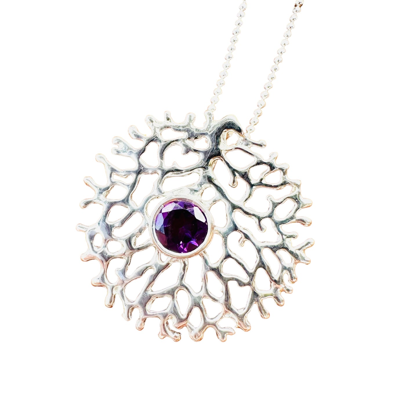 Pendant - Fan of the Sea Medium with Amethyst