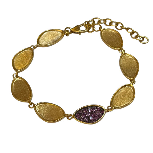 Bracelet - Echoes of the Sea 8 Link with single Rhodolite Garnet, Yellow Finish