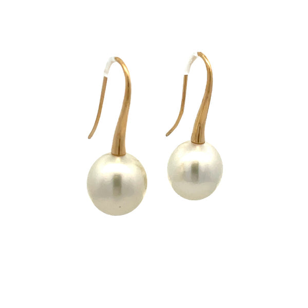 Earrings - 10-11mm Australian South Sea Cultured Pearl with 18kt Yellow Gold Hooks