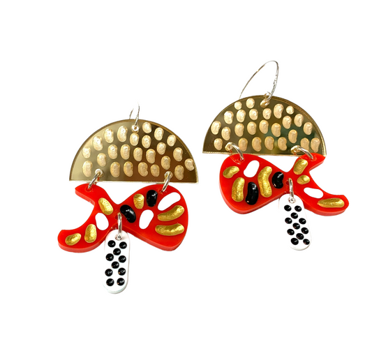 Earring, Chrome Red