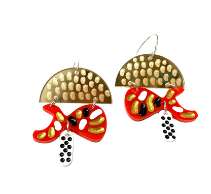 Earring, Chrome Red