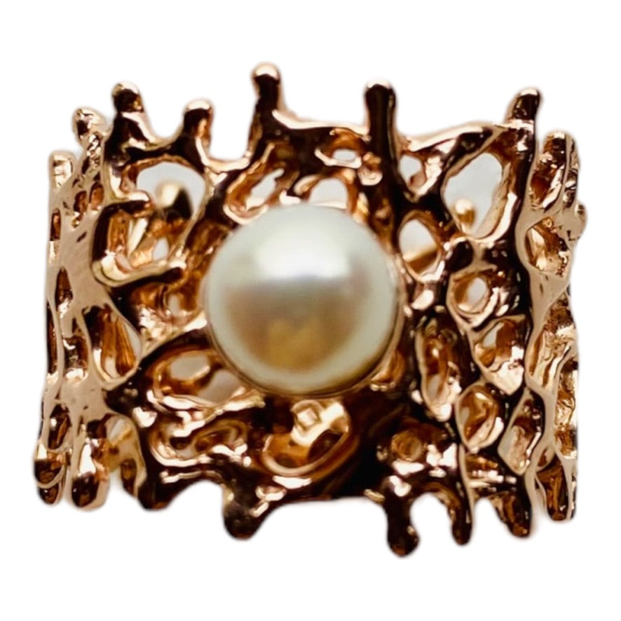 Ring - Fan of the Sea, 18kt Rose Gold, Freshwater Pearl