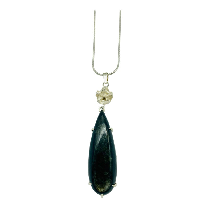 Pendant, Gold Sheen Obsidian, Eucalyptus