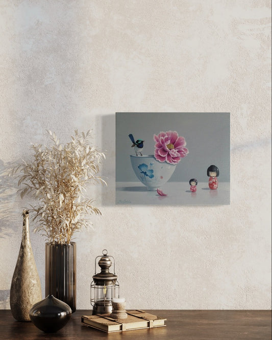 Peony, Blue Wren and Dolls