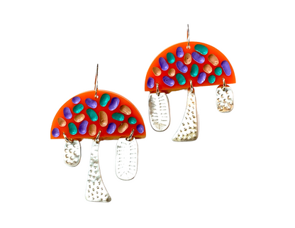 Earring, Orange Silver