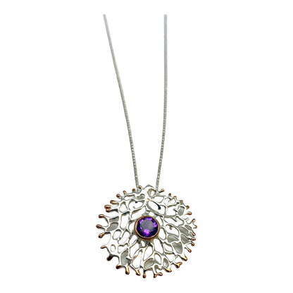 Pendant -  Fan of the Sea, Rose Gold with Amethyst