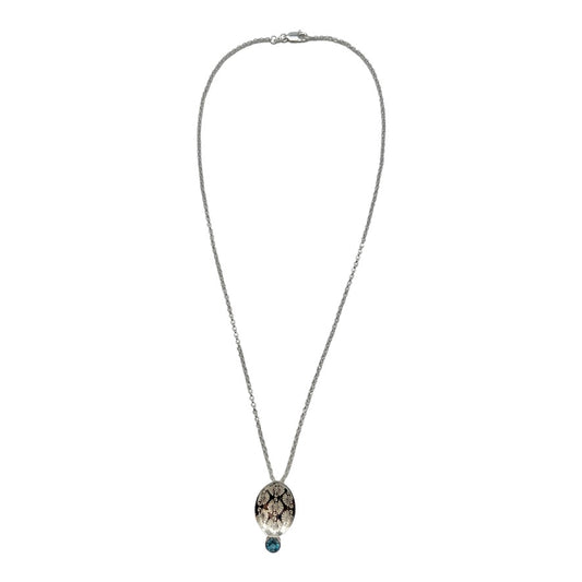 Pendant - Pattern with Swiss Blue Topaz on Chain
