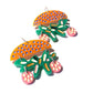Earrings, Large, Pink, Blue and Yellow