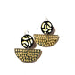 Earrings, Large, Black, Silver and Yellow