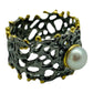 Ring - Fan of the Sea, 1Rhodium, Yellow Gold Accents, Freshwater Pearl