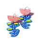 Earrings, Large, Pink and Blue