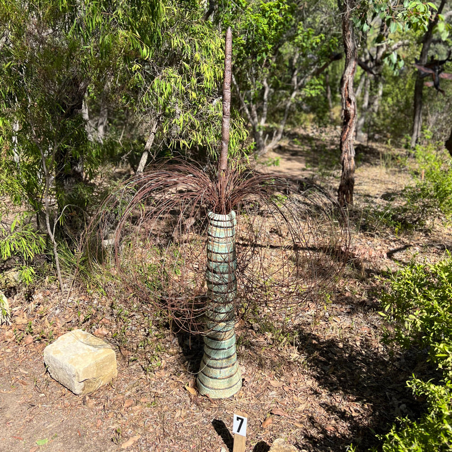 Grass Tree, Green Ceramic & Wire