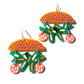 Earrings, Large, Pink, Blue and Yellow