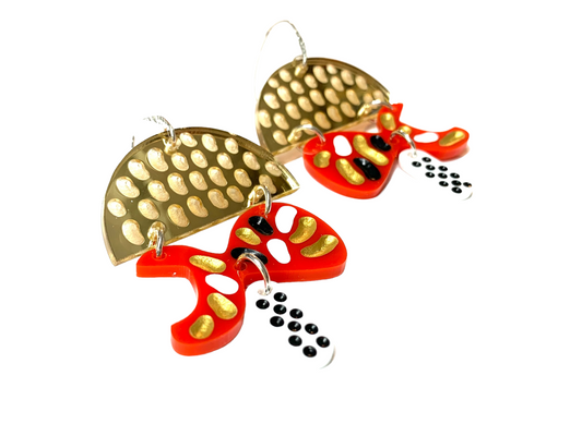 Earring, Chrome Red
