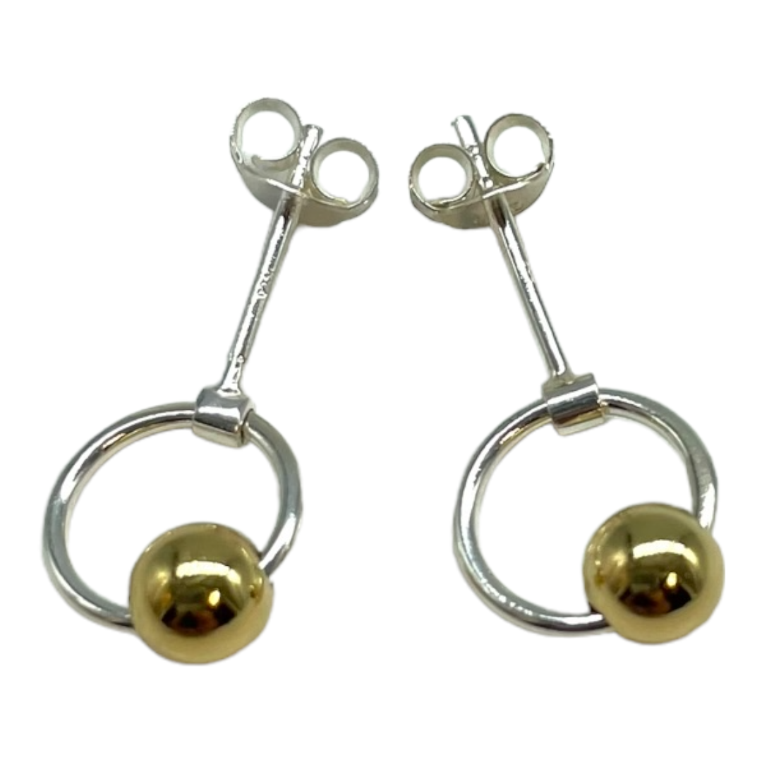 Earrings - Loop Stud with Gold Plated Ball