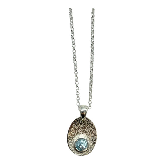 Pendant - Petal with Blue Topaz and Chain