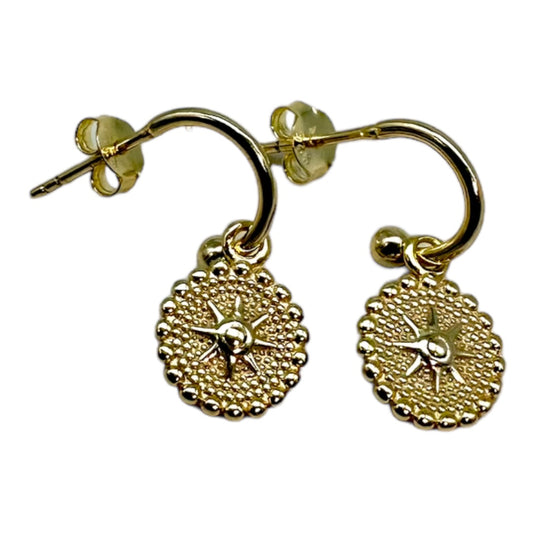 Earrings - Hoop Stud Compass, Gold