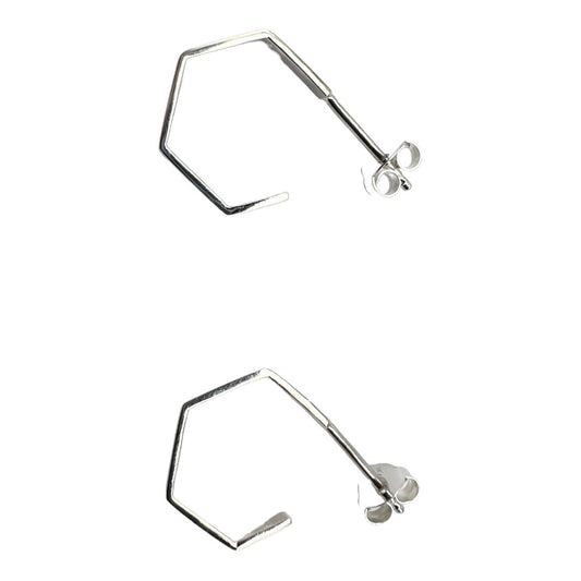 Earrings - Hexagon Huggie Stud