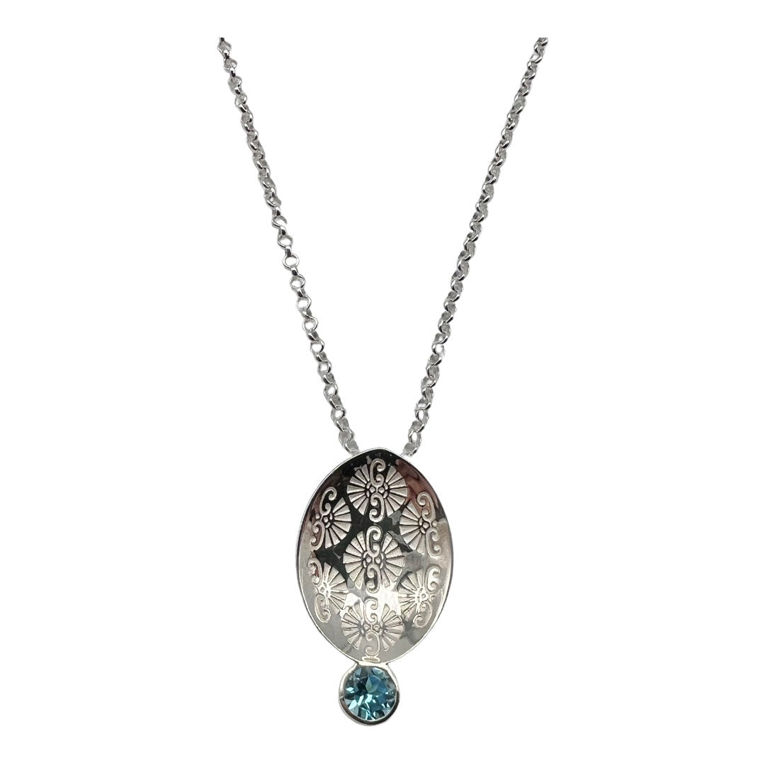 Pendant - Pattern with Swiss Blue Topaz on Chain