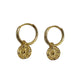 Earring, Sleeper Sun with 4 Cubic Zirconia's, Gold Plated