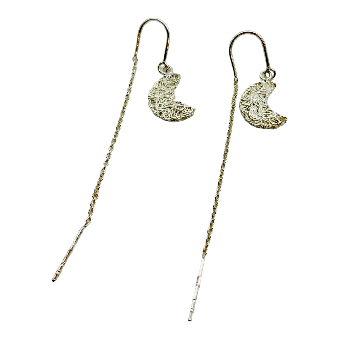 Earrings - Rolled Wire Moon Threader
