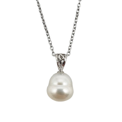 Pendant - 18kt white gold, Australian South Sea cultured, sterling silver, 10-11mm