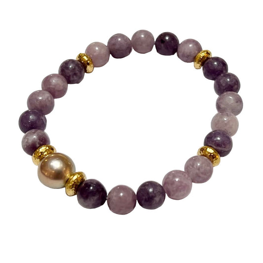 Bracelet - Beaded Lepidolite 2