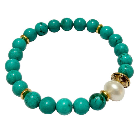 Bracelet - Beaded Turquoise Howlite 2