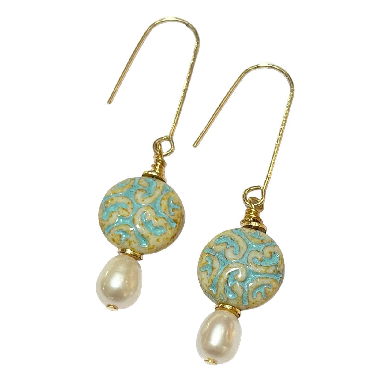 Earrings - Round Green Chez Glass
