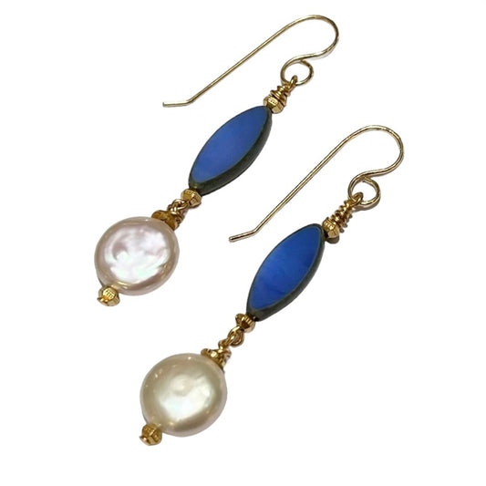 Earrings - Dark Blue Chez Glass